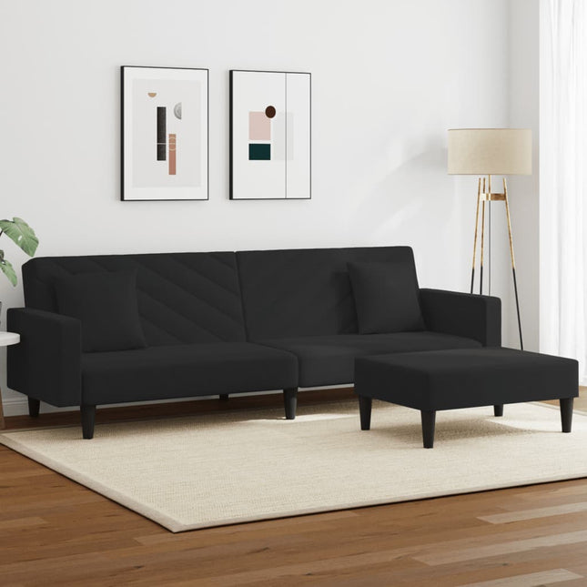 vidaXL 2 Piece Sofa Set with Pillows Black Velvet-0