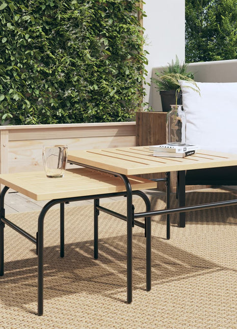 vidaXL Patio Nest of Coffee Tables 2 pcs Brown and Black Steel-0
