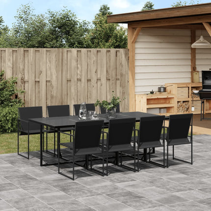 vidaXL Patio Dining Set Table and Chair Garden Outdoor Furniture Black Textilene