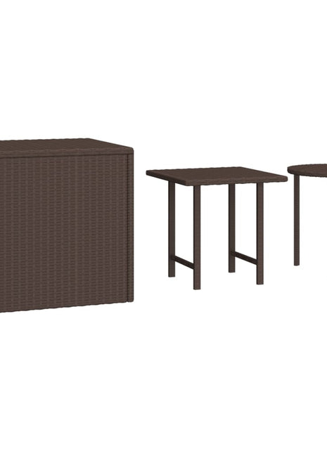 vidaXL Patio Side Tables 3 pcs Brown Poly Rattan-1