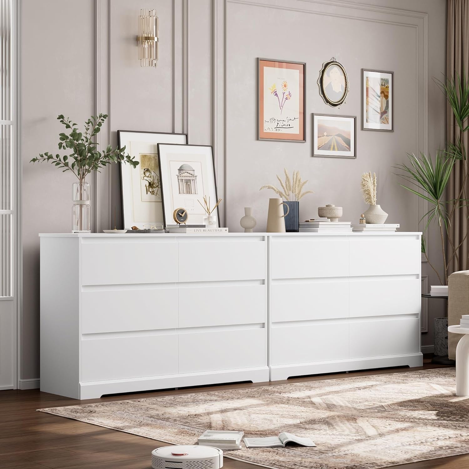 White Six Drawer Dresser For Bedroom Storage Solutions