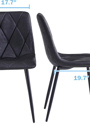 4 Set of Dining Chairs, Metal Frame Dining Chair for Kitchen Room,Technology Cloth Seat Chair for Living Room, Bedroom(Black)-1