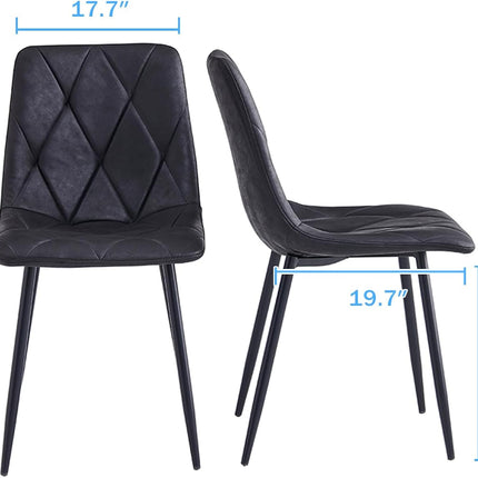 4 Set of Dining Chairs, Metal Frame Dining Chair for Kitchen Room,Technology Cloth Seat Chair for Living Room, Bedroom(Black)-1
