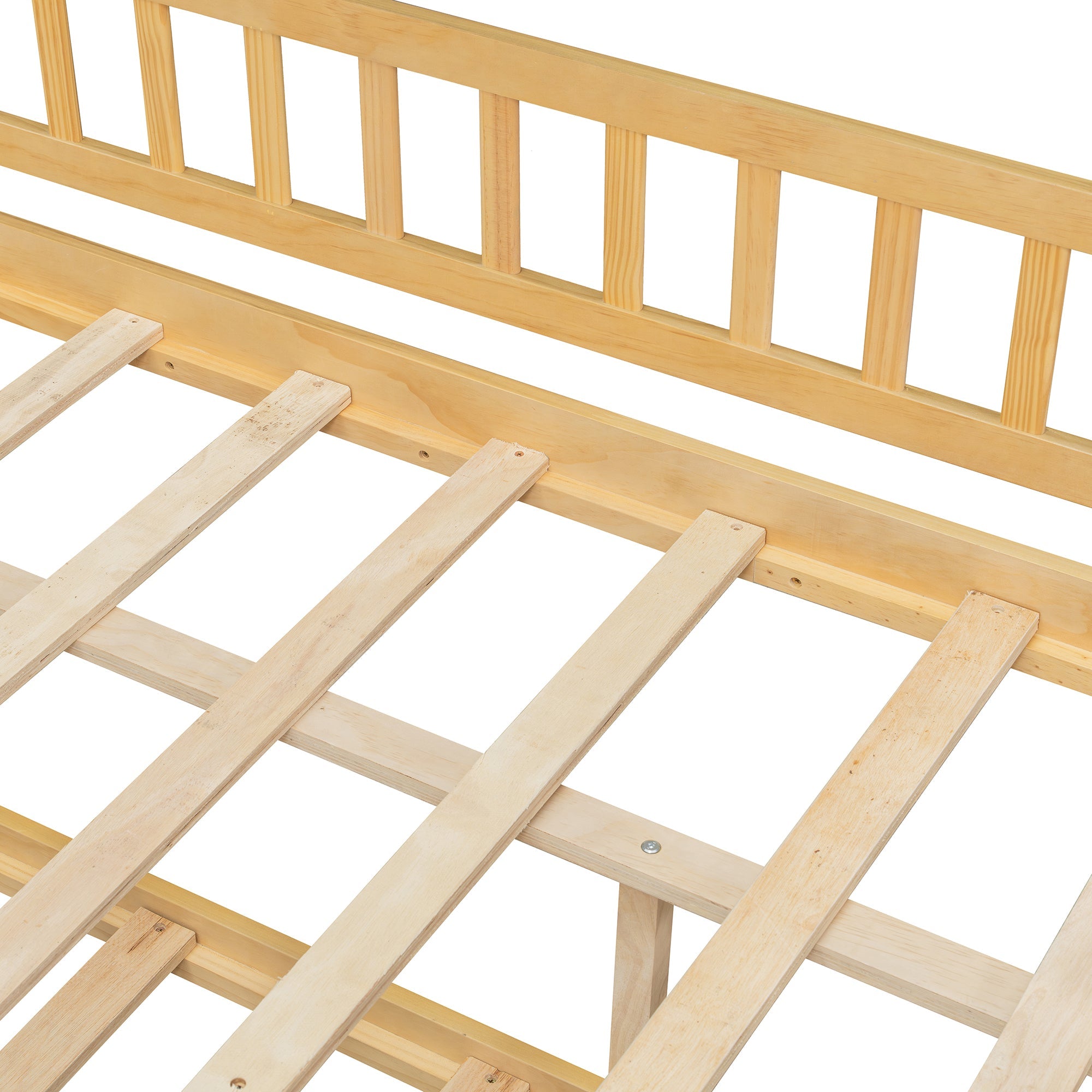 Full Size Wooden House Bed with Twin Size Trundle