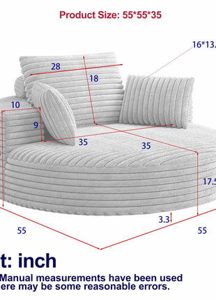 55''L Corduroy Chenille Foam Single Swivel Chair, Fluffy Modern Sleeper, 360 Degree Swivel Chair for Living Room, Bedroom, Lounge and Projection Room-1