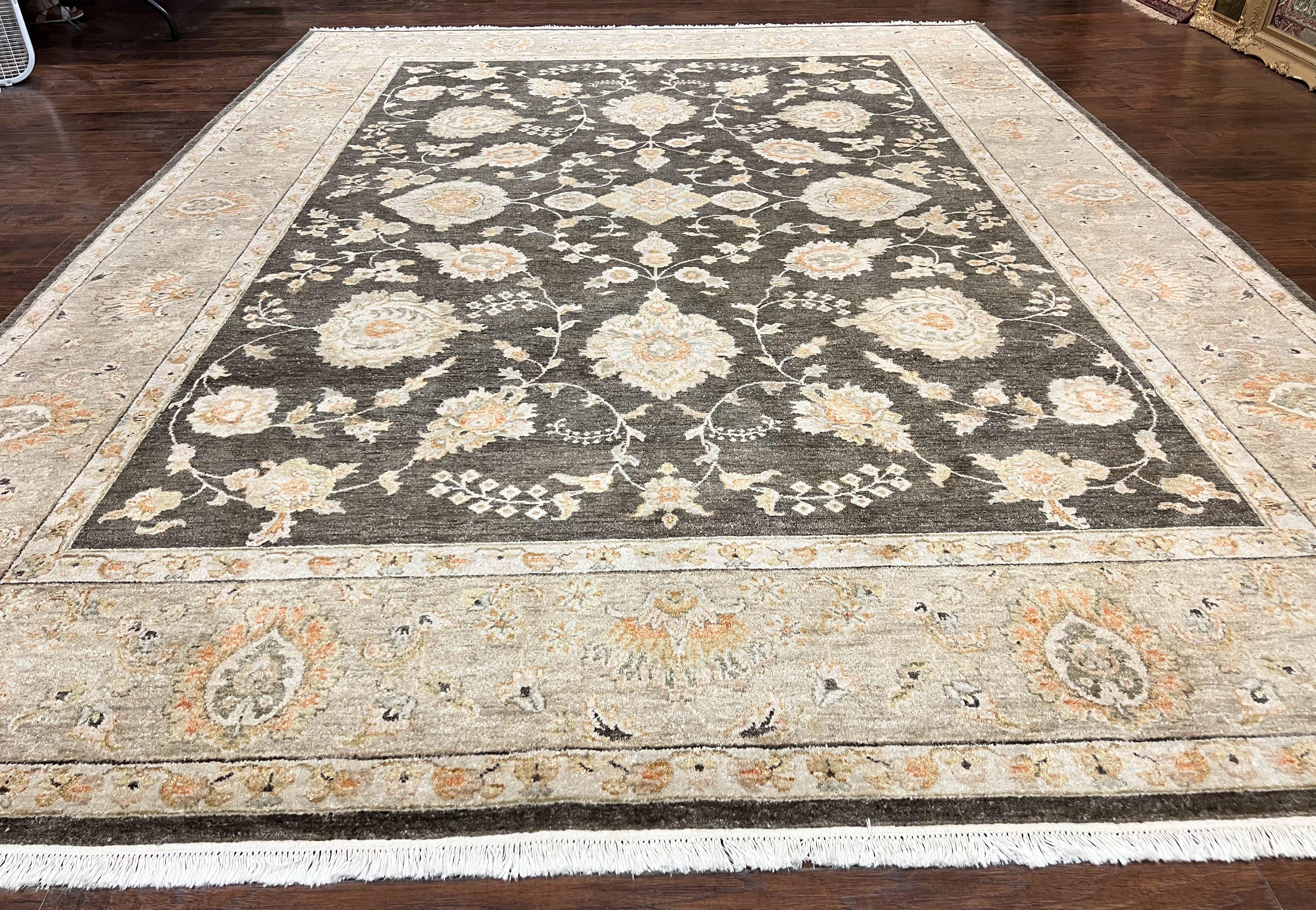 Decorative rug with floral pattern on a wooden floor