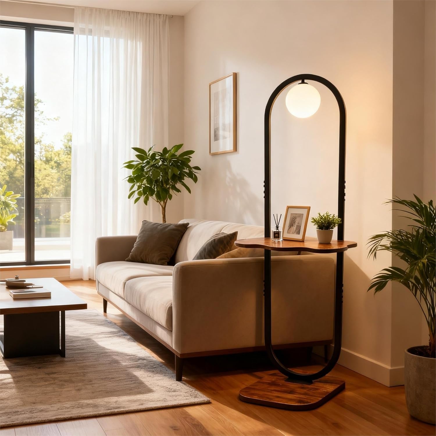 Floor Lamp Featuring Integrated Table