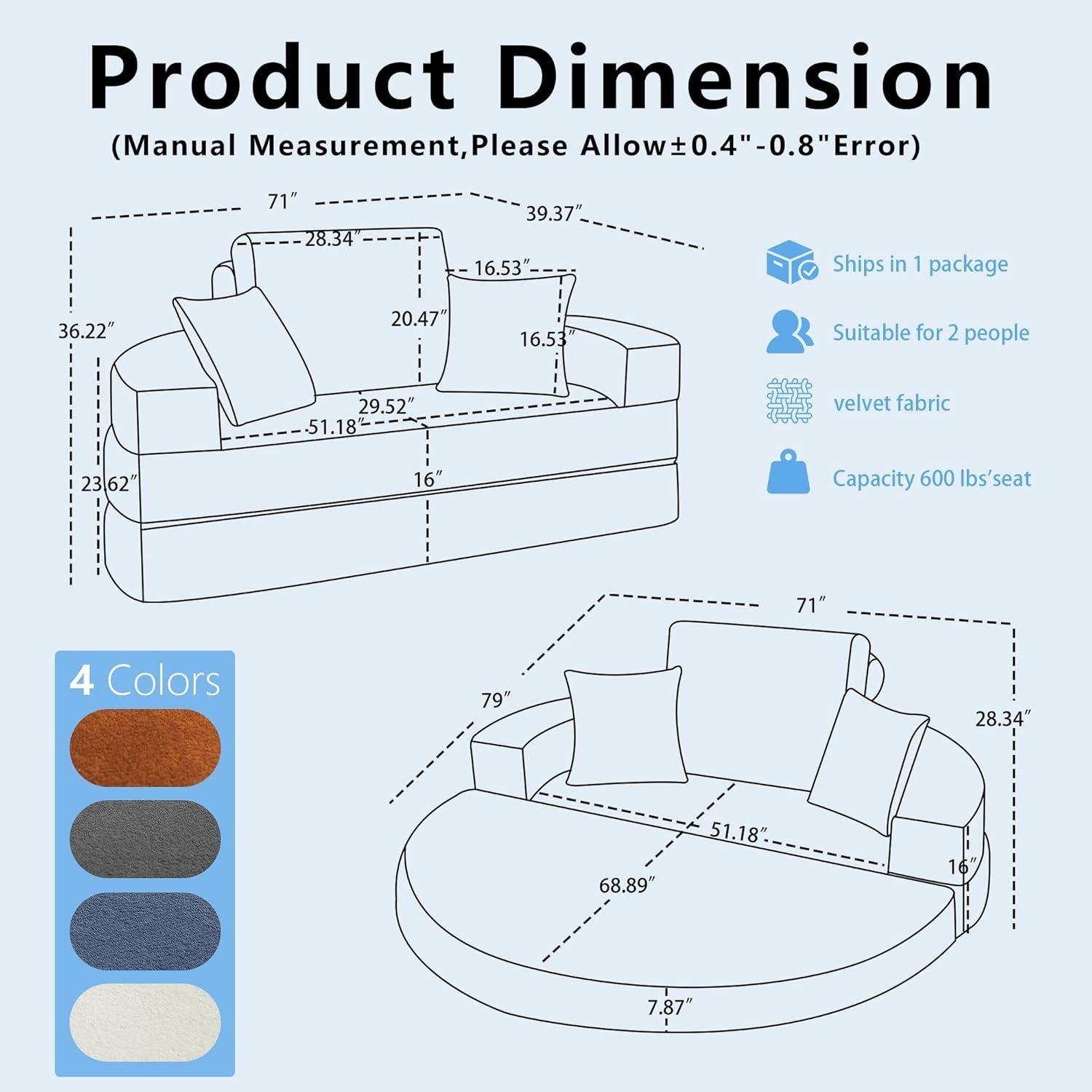 Beige 71Inch Convertible Sleeper Sofa Bed Upholstered-1