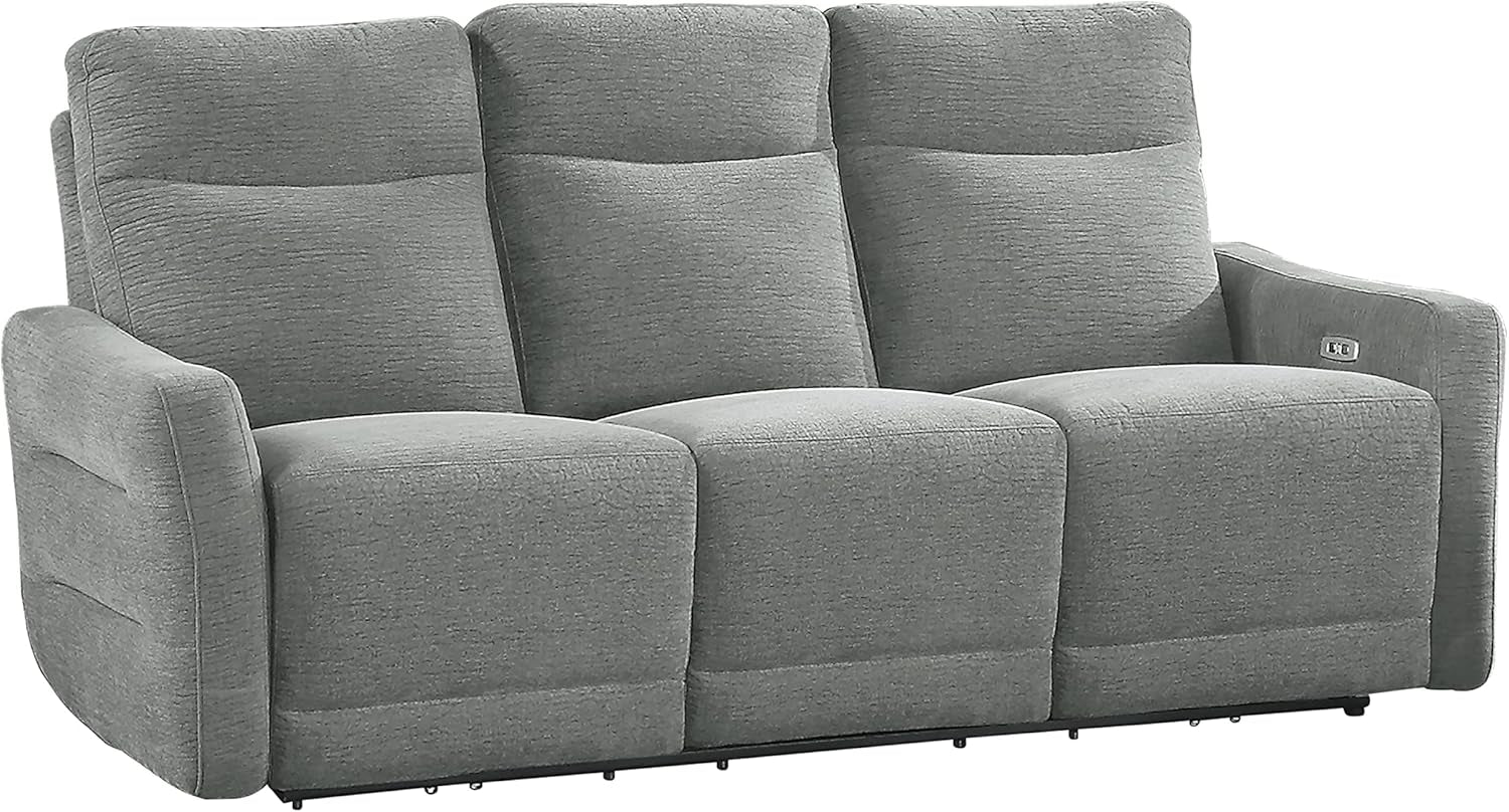 Gray sofa with a modern design on a white background