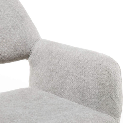 Desk Chair No Wheels Comfy Accent Chair for Living Dining Room Bedroom Vanity Chair Makeup Chair Home Office Mid Century Modern Upholstered Arm Chair Sofa Chair (Gray, 1)-4