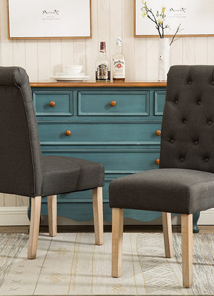 Charcoal Tufted Dining Chairs-3
