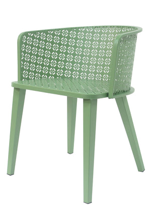 Milan Outdoor Dining Chair Set of 2 in Green Iron with Modern Design and Comfortable Dimensions-4