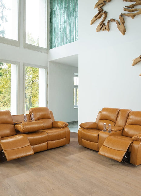 Alpine Living Room Recliner Set Include Love Seat, Sofa, 2-Piece,Ginger