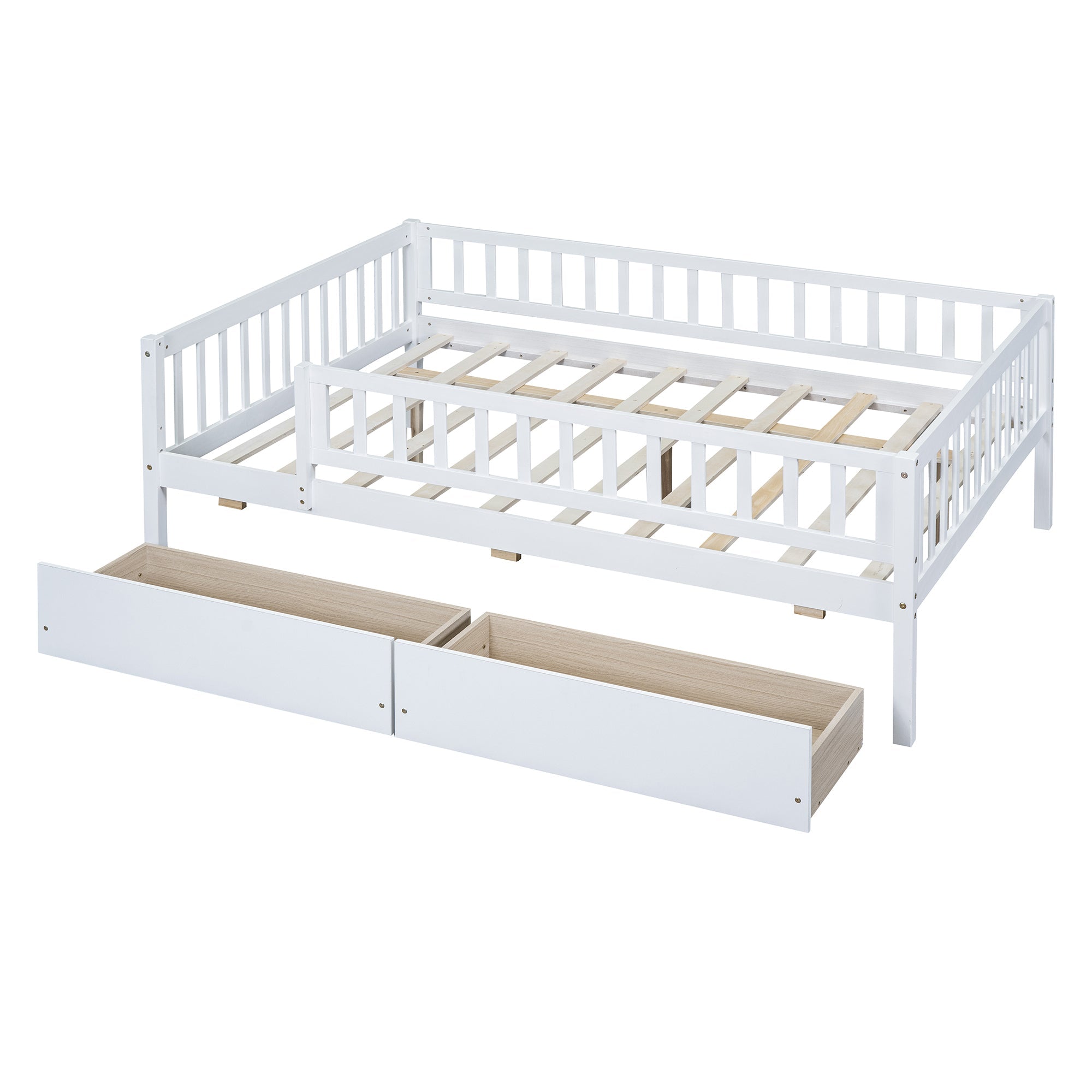 Full Size Daybed Wood Bed with Two Drawers