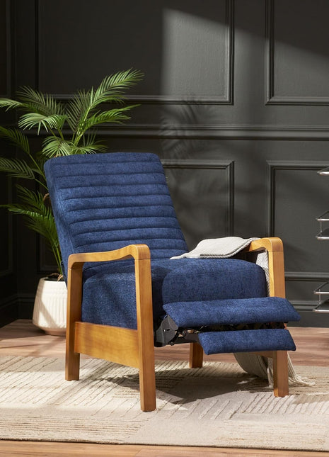 Recliner Chair, Club Recliner, Reclining Sofa, Upholsterd Armchair, Recliner Chair with Adjustable Stitching Backrest, Reading Chair for Living Room, Home Rest, Navy Blue-2