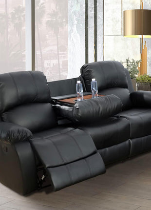 Alpine Living Room Recliner Set Include Love Seat, Sofa, 2-Piece,Black