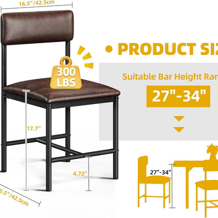 Dining Room Chairs Set of 4 Brown Upholstered Dining Chairs Modern Kitchen Chairs Faux Leather Restaurant Chairs with Metal Legs for Living Room Kitchen and Dining Room, 4 Pack-2