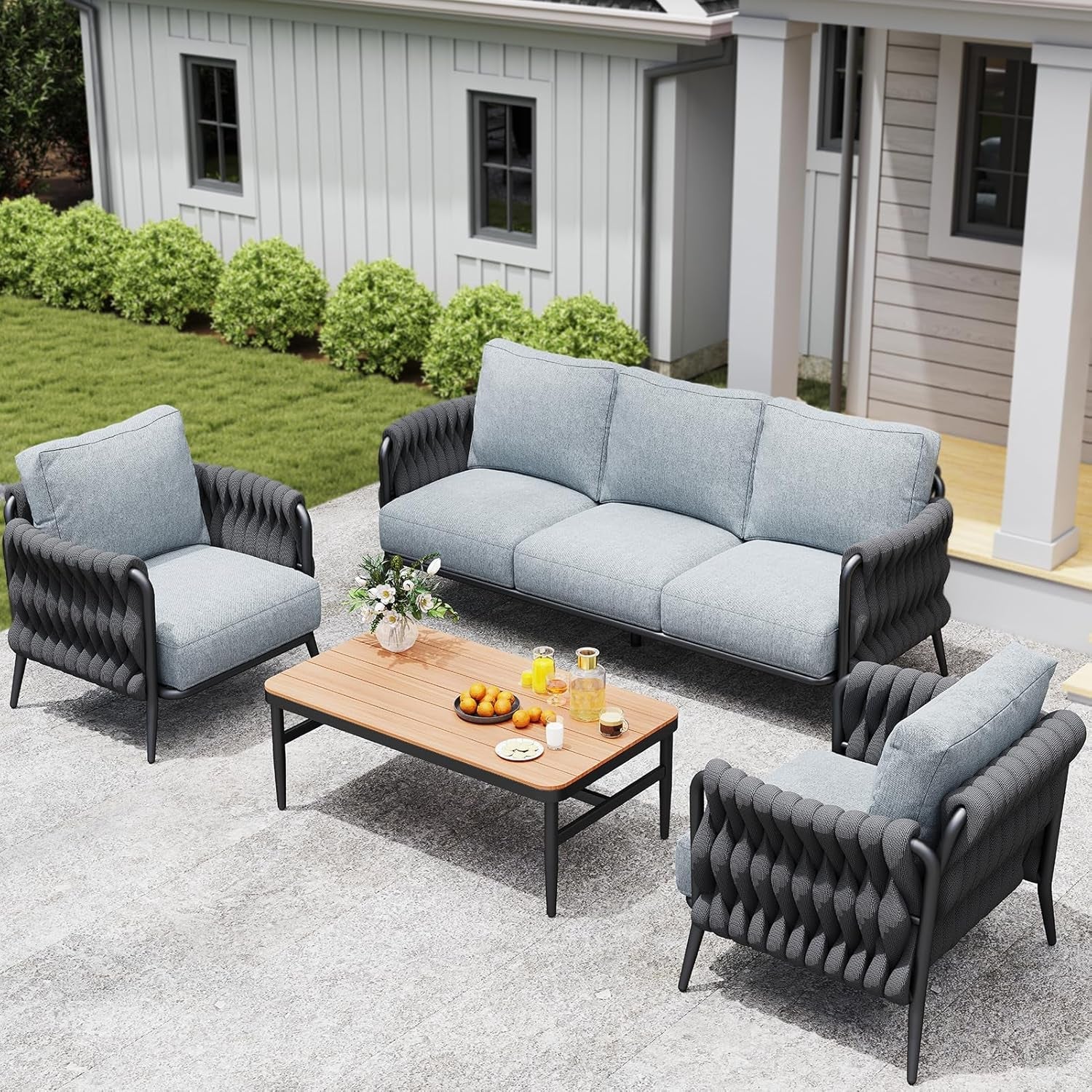 Outdoor Patio Set with Waterproof Cushions