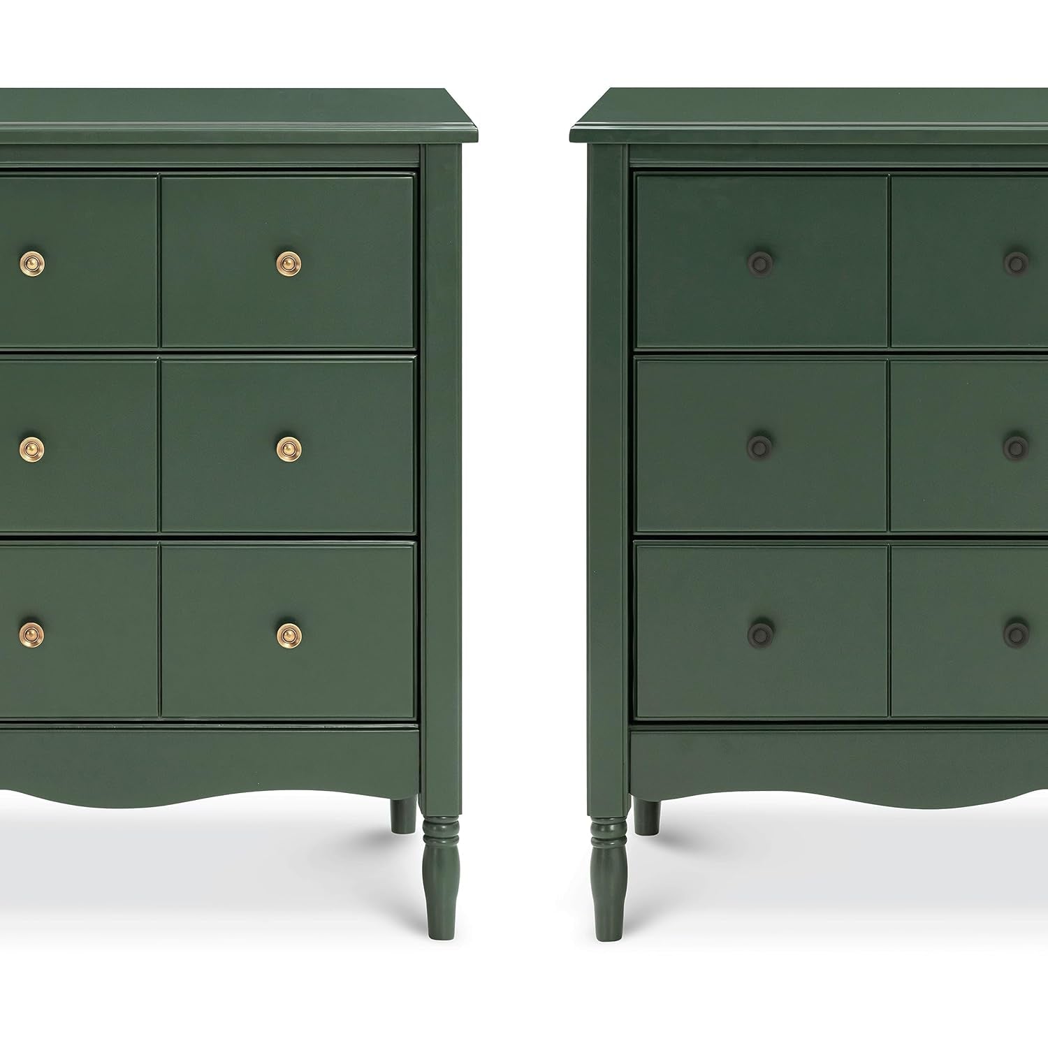 Two green dressers with a white background