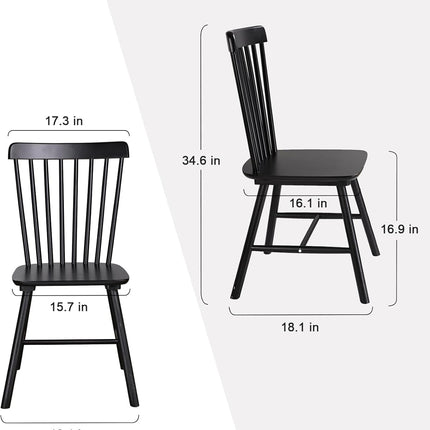 Wooden Windsor Dining Chairs Set of 2 Wood Dining Room Chair Black Spindle Side Kitchen Room Country Farmhouse Chairs-2