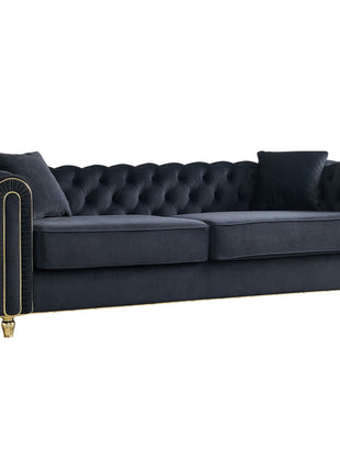 86'' W Luxury Modern Tufted Sofa with 2pcs of toss pillows for Living Room ,Bedroom,Black Color-2