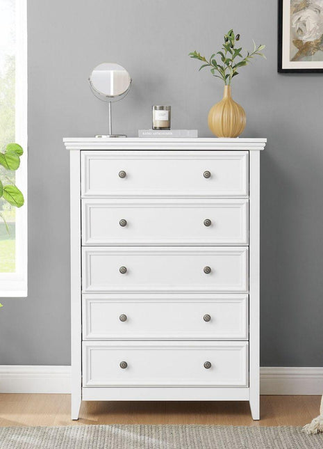 Modern 5 Drawers Dresser 5 Drawers Cabinet,Chest of Drawers Closet Organizers and Storage Clothes Storage Drawers Cabinet for Living Room, Farmhouse Dresser Organizer WHITE