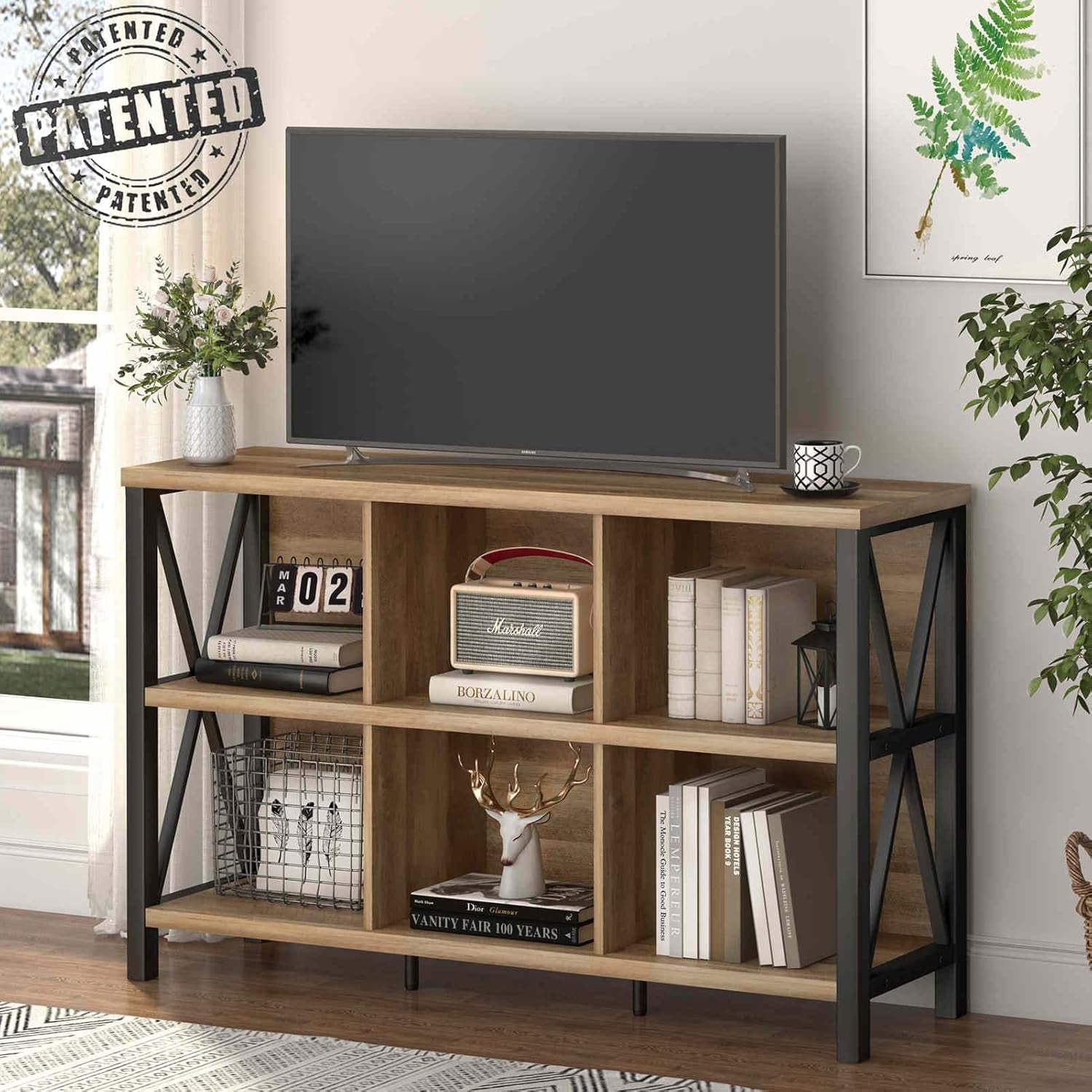 6 Cube Storage Organizer With Shelf Rustic Oak Bookcase