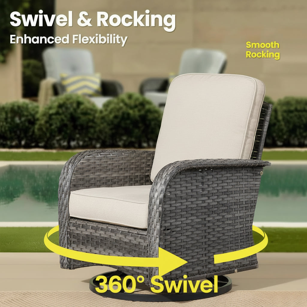Five Piece Outdoor Wicker Sofa Set with Cushions-1