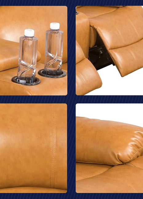 Alpine Living Room Recliner Set Include Love Seat, Sofa, 2-Piece,Ginger