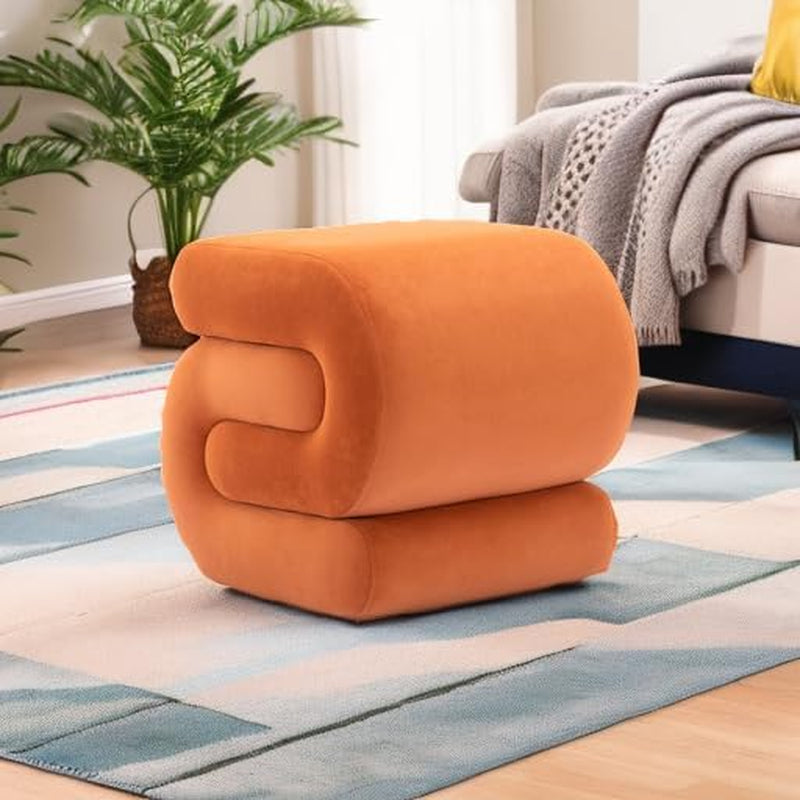 Hardy Haus Orange Contemporary Premium S-Shape Ottoman Footstool