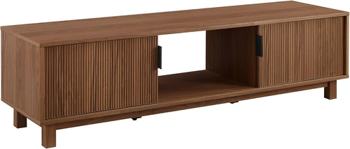 Walton Modern Fluted Door Low TV Stand For 65 Inch TV Mocha