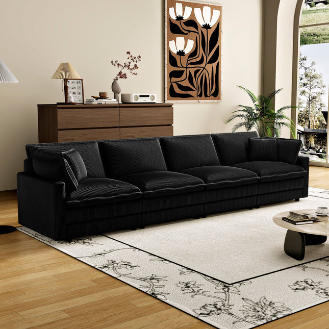 Modular Sectional Sofa,Deep Seat Couch for Living Room , 4 Pillow, Modern L-Shaped Sofa for Living Room Bedroom Apartment,BLACK-0