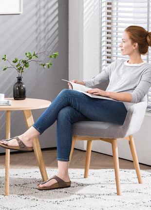 Desk Chair No Wheels Comfy Accent Chair for Living Dining Room Bedroom Vanity Chair Makeup Chair Home Office Mid Century Modern Upholstered Arm Chair Sofa Chair (Gray, 1)-3
