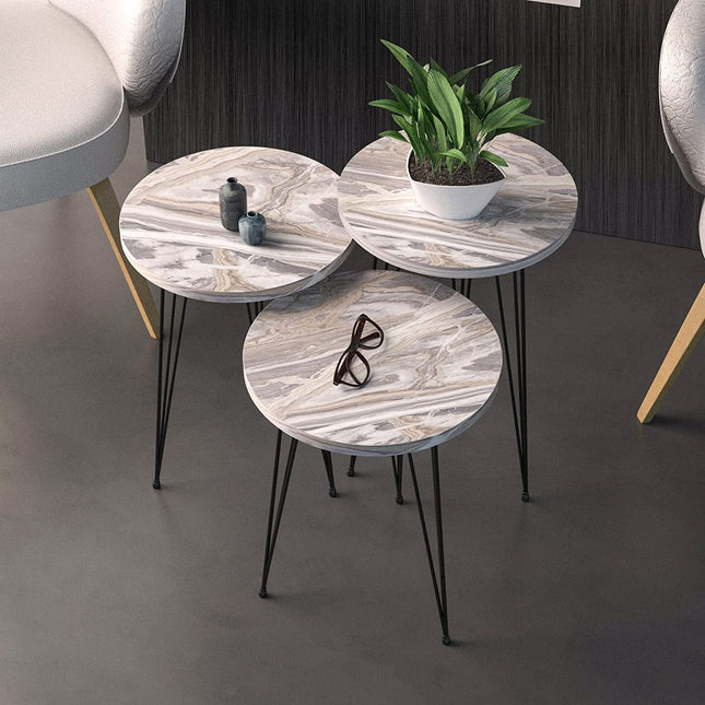 Set of 3 Grey Marble Nesting Tables-1