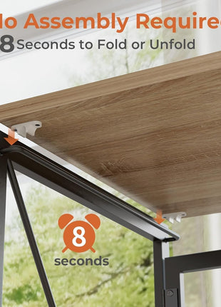 Small Folding Desk 39.4 Inch Foldable Computer Desks, Spaces Saving Writing Table for Bedroom, Home Office, Dorm, Apartment, Kids, Beech-4
