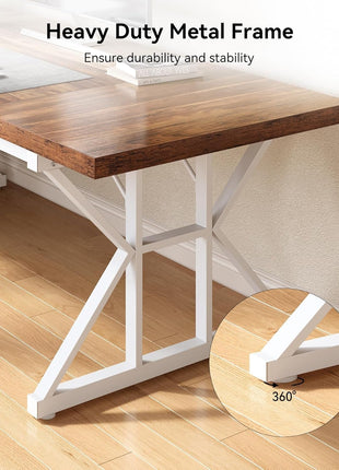 70.8-Inch Large Executive Desk, Modern Computer Office Desk, Wooden Writing Desk Study Table for Home Office-3