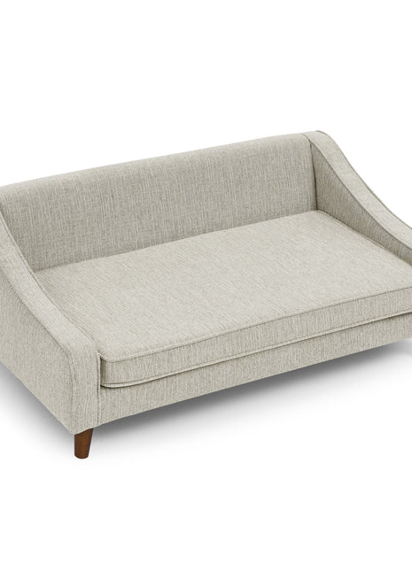 Modern Durable Elevated Dog Sofa Bed with Irregular Armrest Design, Comfortable Beige Foam Pet Sofa