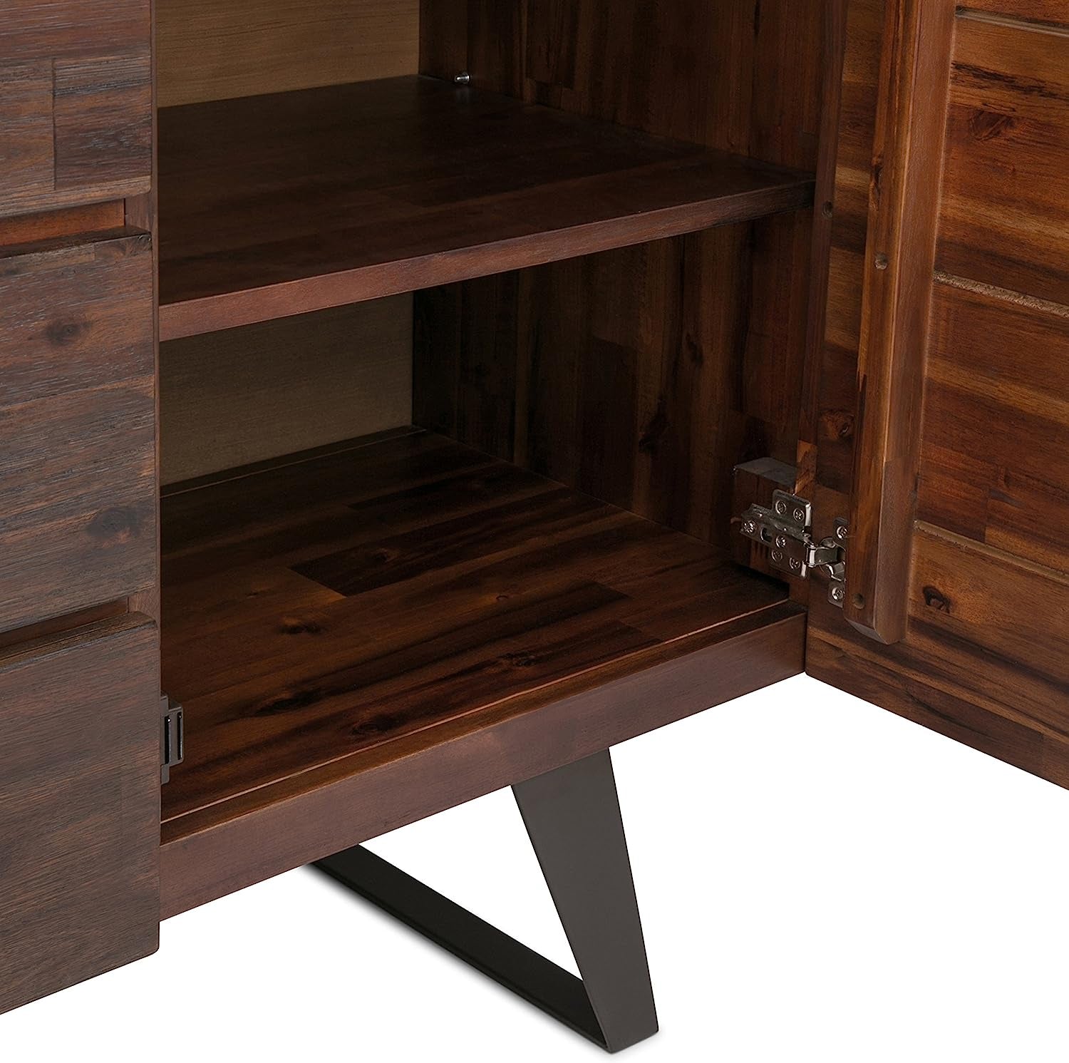 Solid Acacia 60 Inch Modern Sideboard Buffet With Wine Rack