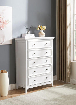 Modern 5 Drawers Dresser 5 Drawers Cabinet,Chest of Drawers Closet Organizers and Storage Clothes Storage Drawers Cabinet for Living Room, Farmhouse Dresser Organizer WHITE