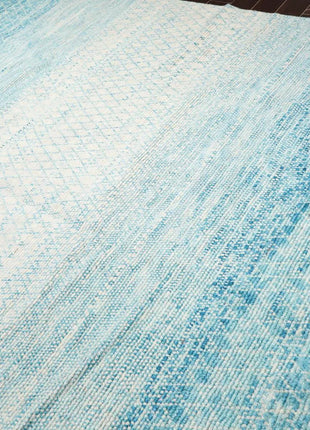 8' x 10' Hand Knotted 100% Wool Contemporary Modern Area Rug Ivory Aqua