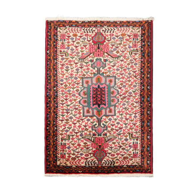 3’5”x5’3" Vintage Hand Knotted Wool Geometrical Tabriz Oriental Area Rug Beige-0