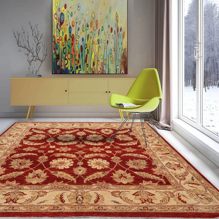 6x9 Rust, Beige Hand Knotted Persian 100% Wool Chobi Peshawar Traditional  Oriental Area Rug-0