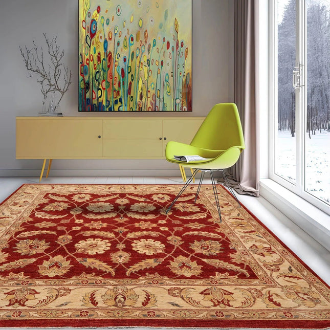 6x9 Rust, Beige Hand Knotted Persian 100% Wool Chobi Peshawar Traditional  Oriental Area Rug-0