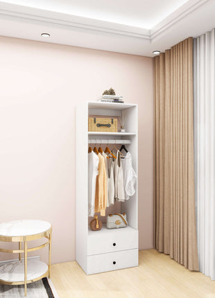 Modular Wooden Closet Organizer System,Clothes Organizer, Closet System with 1 Closet Shelves, Closet Organizer System with 2 Closet Drawers for Clothes Storage, Walk in Closet Organizers and Storage, Closet(24"W x 16"D x 71"H)