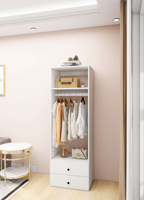 Modular Wooden Closet Organizer System,Clothes Organizer, Closet System with 1 Closet Shelves, Closet Organizer System with 2 Closet Drawers for Clothes Storage, Walk in Closet Organizers and Storage, Closet(24"W x 16"D x 71"H)