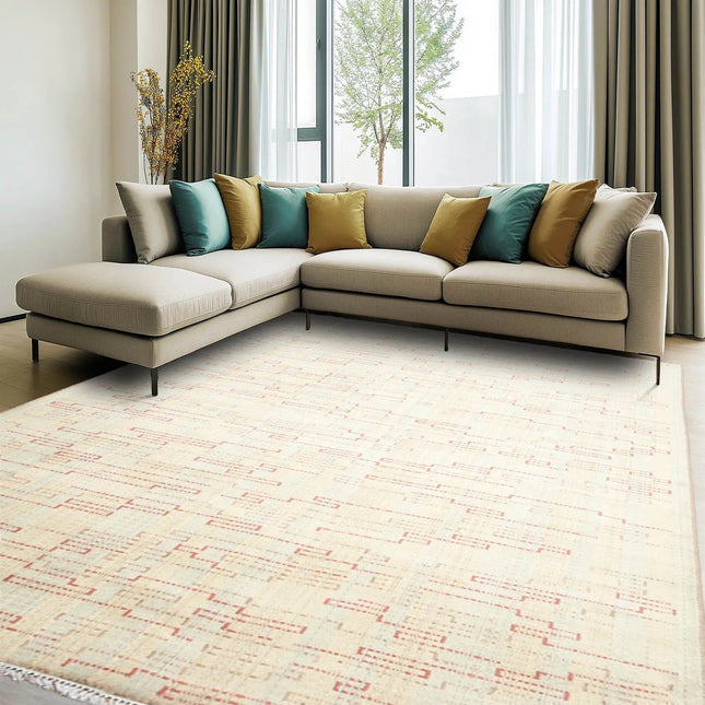 6' x 9' Handmade 100% Wool Oriental Area rug Modern 6x9 Beige-0