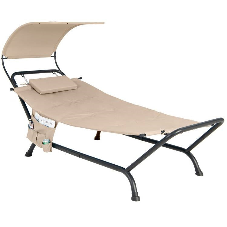 Hardy Haus Outdoor Tan Hammock Style Chaise Lounge Chair 