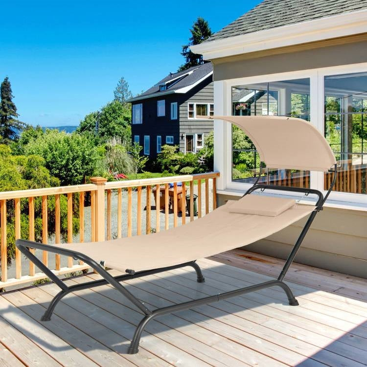 Hardy Haus Outdoor Tan Hammock Style Chaise Lounge Chair 