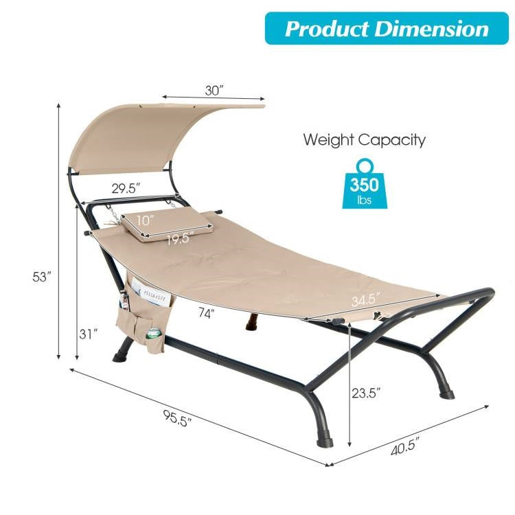 Hardy Haus Outdoor Tan Hammock Style Chaise Lounge Chair 