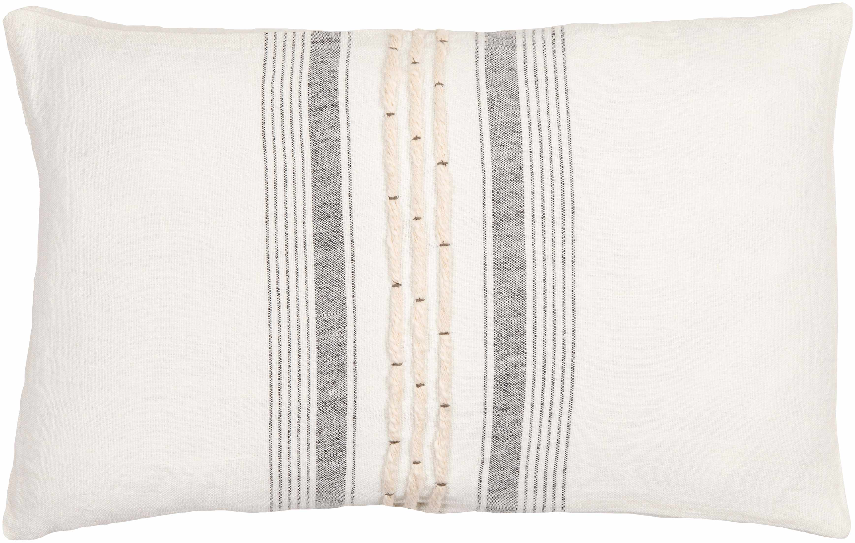 Decorative pillow with horizontal stripes on a white background